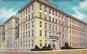 Vintage Postcard 1930's New Post Office & Federal Building Dallas Texas TX