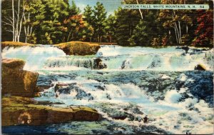 Jackson Falls White Mountains New Hampshire Waterfall Forest Linen PM Postcard 