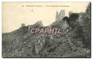 Old Postcard Crozant Overview of Ruins