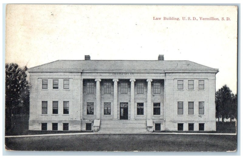 c1910 Law Building USD Office Entrance View Vermillions South Dakota SD Postcard