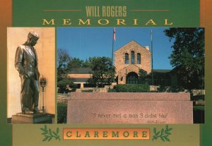 Vintage Postcard 1930's Will Rogers Memorial Grave Site Memorabilia Claremore OK