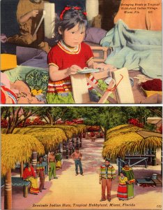 Lot of 2 Seminole Native American Tropical Hobbyland Indian Florida Postcards