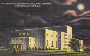 Greenville South Carolina 1940s Postcard Rodeheaver Aud. Bob Jones University