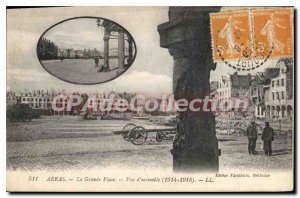 Old Postcard Arras the square Overview 1914 1918