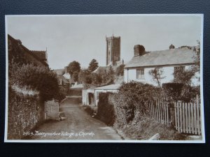 Devon BERRYNARBOR Village & Church - Old RP Postcard by E.A.S.