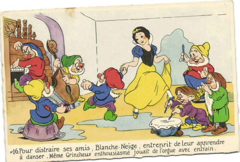 PC DISNEY, SNOW WHITE AND THE SEVEN DWARFS, Vintage Postcard (b35799)