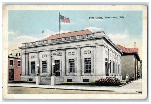 1924 Rear View Post Office Building Watertown Wisconsin Antique Vintage Postcard