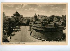 246954 POLAND KRAKOW Barbakan Florian gate Vintage postcard