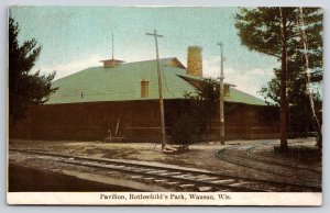 Wausau Wisconsin~Rothschilds Park~Pavilion Bldg Exterior~Railroad~c1910 Postcard