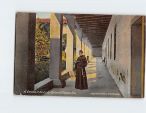 Postcard A Corridor at the Santa Barbara Mission, Santa Barbara, California