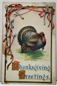 Thanksgiving Greeting Turkey Wishbones 1914 Yarmouth to Portland ME Postcard C19 