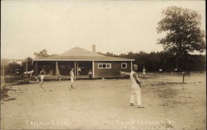 Camp Iroquois VT Tennis Court Near Rutland? c1910 Real Photo Postcard