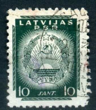 509179 LATVIA 1941 year coat of arms of SOVIET  republic stamp