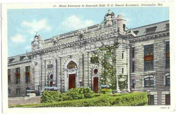 Bancroft Hall, U.S. Naval Academy, Annapolis, Maryland, MD, 1949 Linen