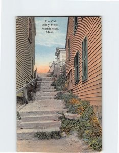 Postcard The Old Alley Steps, Marblehead, Massachusetts