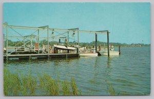 Brunswick Georgia~Yacht Club Basin~Boats Docked~Vintage Postcard 