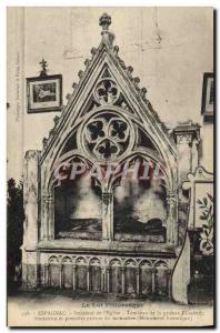 Old Postcard Interior of Espagnac & # 39eglise Tomb of the prioress Elizabeth