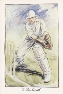George Duckworth Lancashire & England Cricket Painting Postcard