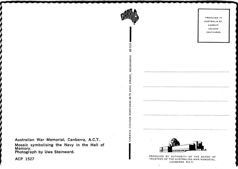 VINTAGE CONTINENTAL SIZE POSTCARD AUSTRALIAN WAR MEMORIAL CANBERRA (NAVY)