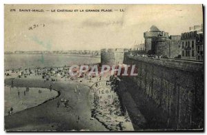 Old Postcard Saint Malo Le Chateau and La Grande Plage