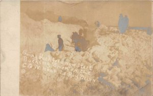 RPPC C.G.W. TRAIN SNOW STORM LEROY MINNESOTA DPO REAL PHOTO POSTCARD 1909