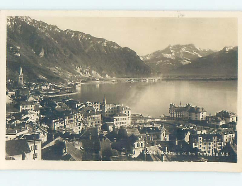 old rppc BUILDINGS BY THE WATER Montreux - Lake Geneva Switzerland HM2008