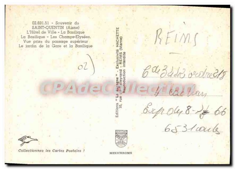 Old Postcard Remembrance Saint Quentin Aisne the City Hall Basilica Basilica ...
