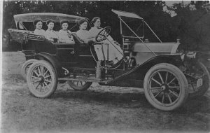 H77/ Interesting RPPC Postcard c1910 Women Driving Early Automobile 145