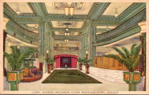 Illinois Chicago Morrison Hotel Lobby Showing Mezzanine Floor 1929