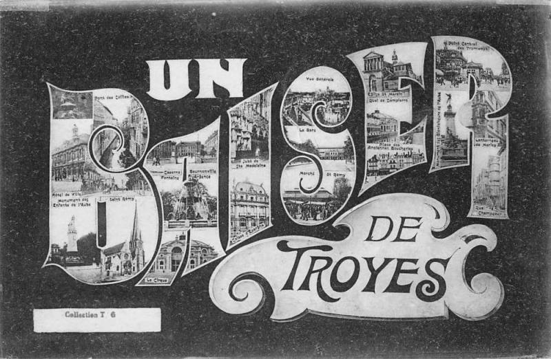 Troyes France Greetings Large Letter Antique Postcard J48107