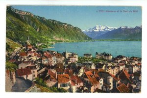 Switzerland - Montreux. City, Lake Geneva & Dents du Midi 