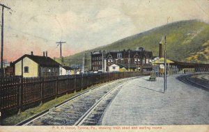 P.R.R. Depot, Tyrone, PA Train Shed Pennsylvania Railroad 1907 Vintage Postcard