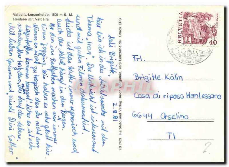 Postcard Modern Valbella Lenzerheide Heid began Valbella