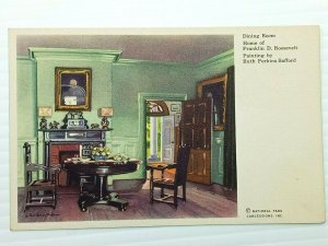 Dining Room of Franklin D. Roosevelt Painted by Perkins Safford Vintage Postcard