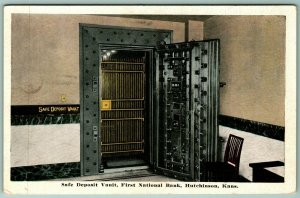 Safe Deposit Vault First National Bank Hutchinson Kansas KS UNP WB Postcard I12