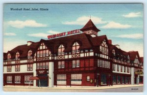 JOLIET, Illinois IL ~ Roadside WOODRUFF HOTEL ca 1940s Linen Postcard