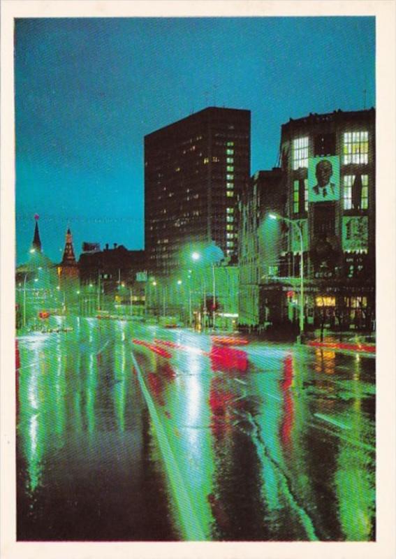 Russia Moscow Street Scene At Night