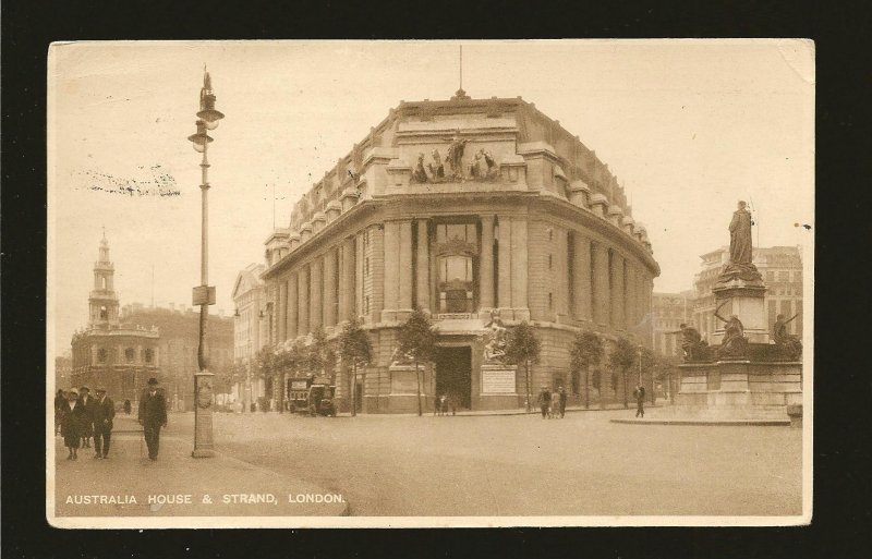 UK Postmarked 1927 London SWI Australia House & Strand London Photo Postcard