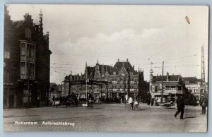 Rotterdam South Holland Netherlands Postcard Aelbrechtsbrug c1910 RPPC Photo
