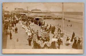 ATLANTIC CITY NJ BOARDWALK PARADE ANTIQUE REAL PHOTO POSTCARD RPPC