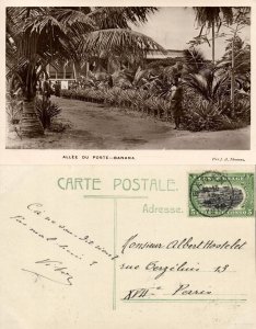 belgian congo, BANANA, Allée du Poste (1910) RPPC Postcard