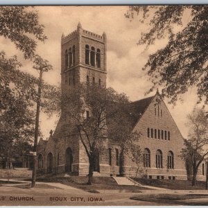 c1910s Sioux City, IA St. Thomas' Church Collotype Photo Albertype Tower PC A200