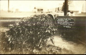 Towanda KS Oil Gushing Banks Real Photo Postcard Used 1918 xst