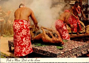 Hawaii Luau Pig Pork Is Main Dish At The Luau 1976