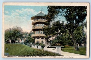 Baltimore Maryland Postcard Observatory Earthworks Camping Ground Patterson 1920