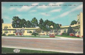 Twin Lakes Hotel Court Lake Park Georgia Unused c1950s