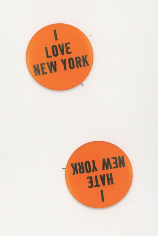 I Love New York I Hate NY American Badge Button Postcard