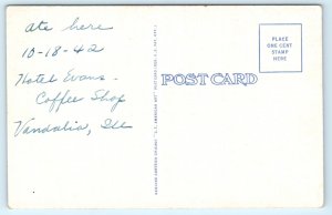 Vandalia IL Illinois Hotel Evans Postcard