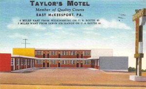 Taylor's Motel East McKeesport Pennsylvania 1953 linen postcard