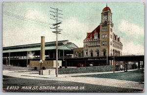 Main Street Railroad Station Depot Richmond Virginia VA 1908 DB Postcard D15